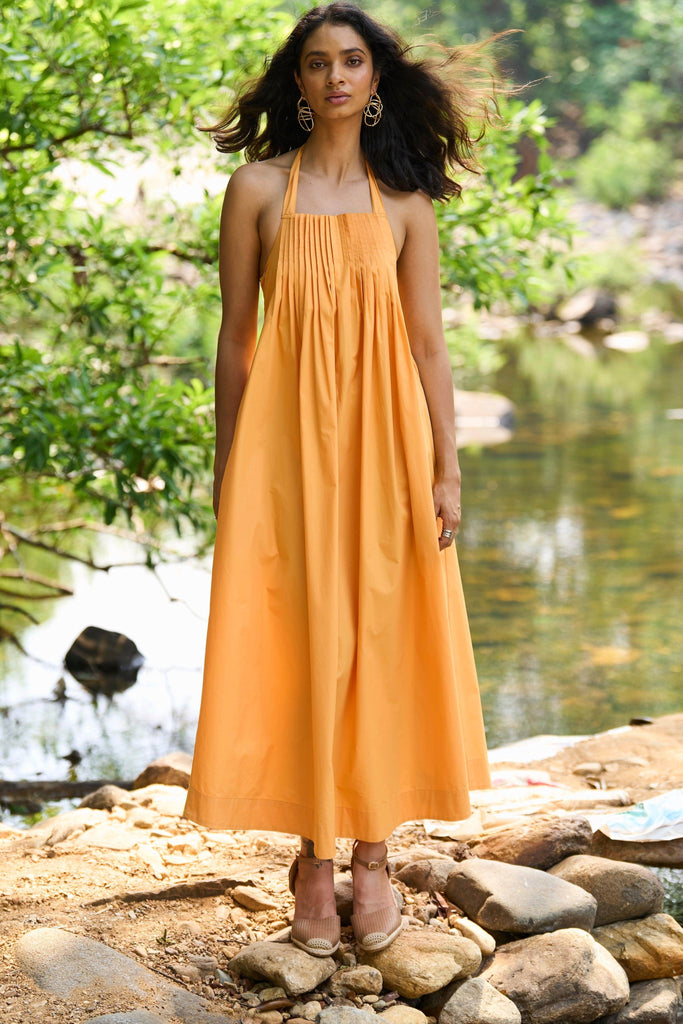 YELLOW POPLIN MIDI - dash and dot dash and dot