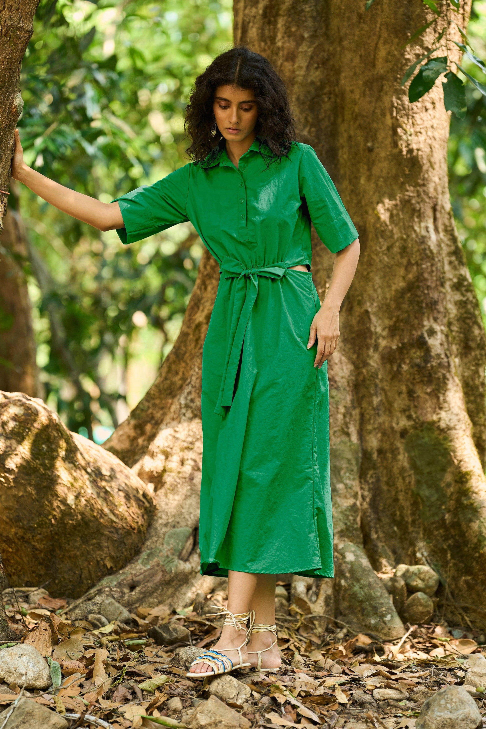 FRONT TIE SHIRT DRESS - dash and dot