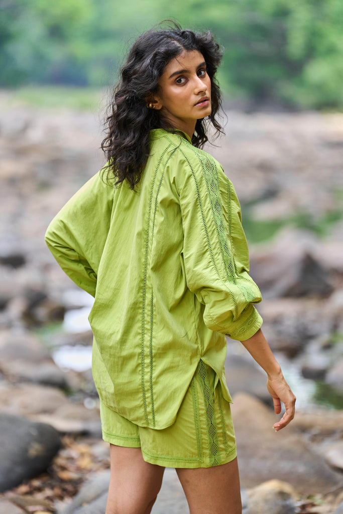 LACE INSERT SHIRT - dash and dot dash and dot