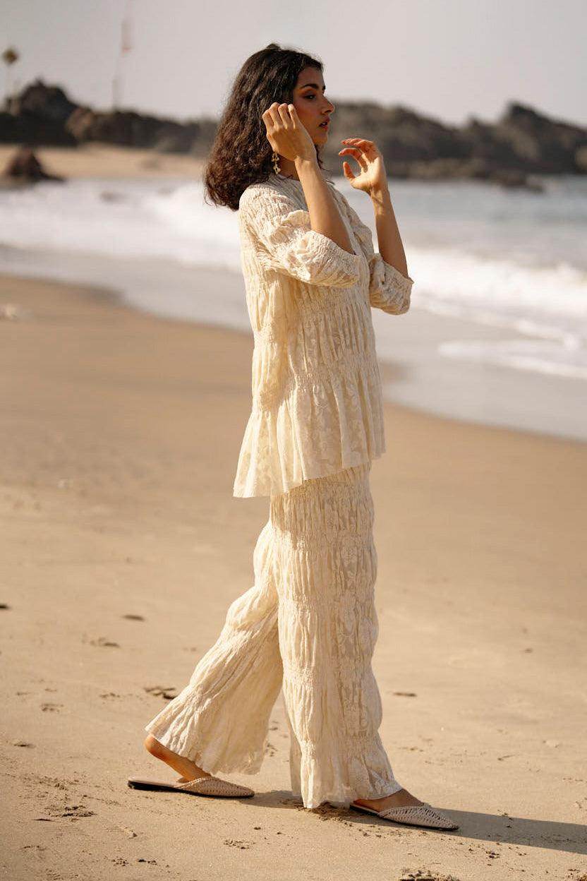 ALLOVER RUCHED LACE PANT - dash and dot