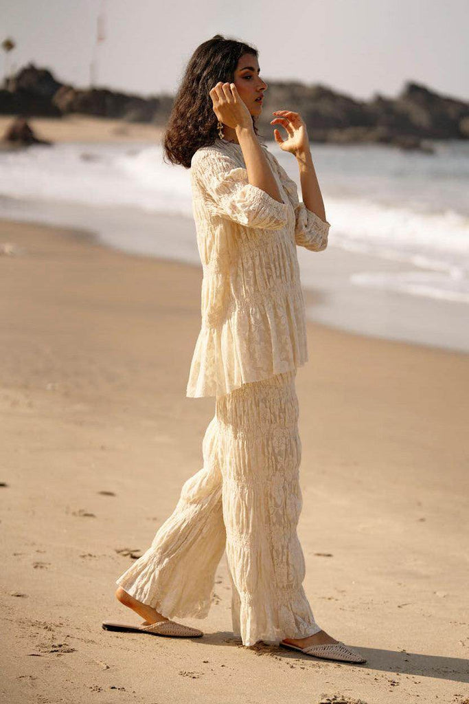 ALLOVER RUCHED LACE PANT SET - dash and dot dash and dot