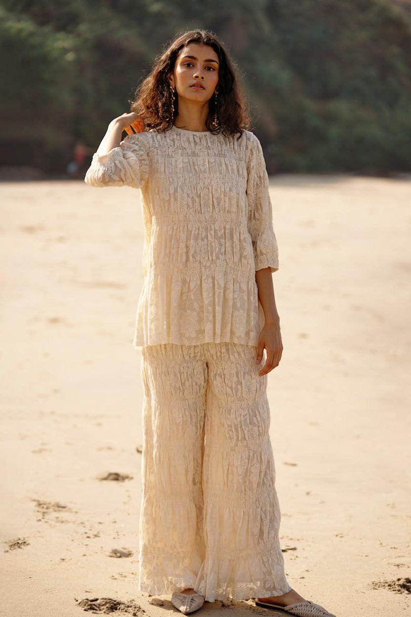 ALLOVER RUCHED LACE PANT - dash and dot