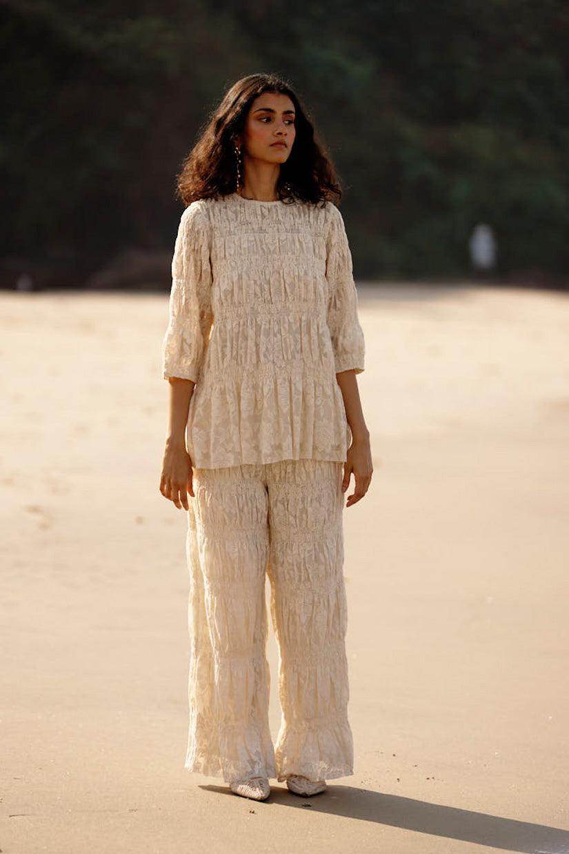 ALLOVER RUCHED LACE PANT SET - dash and dot