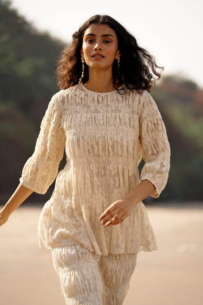 ALLOVER RUCHED LACE PANT SET - dash and dot dash and dot