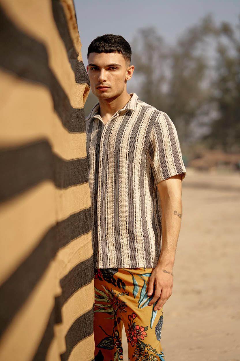 STRIPE TEXTURED SHIRT - dash and dot