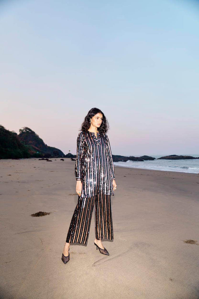 SEQUIN STRIPE LONG TOP - dash and dot dash and dot