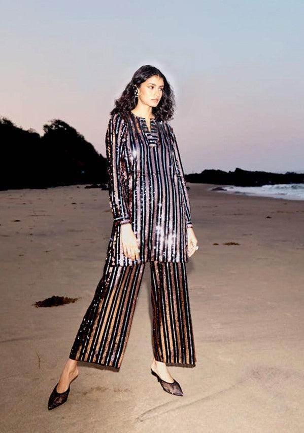 SEQUIN STRIPE LONG TOP - dash and dot dash and dot