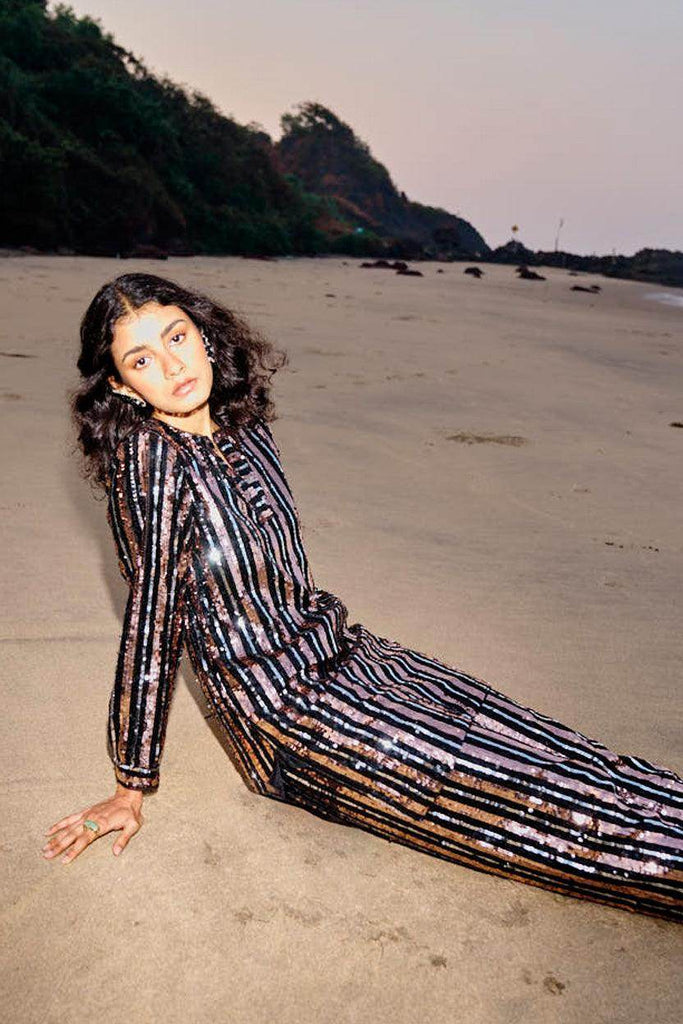 SEQUIN STRIPE LONG TOP - dash and dot dash and dot