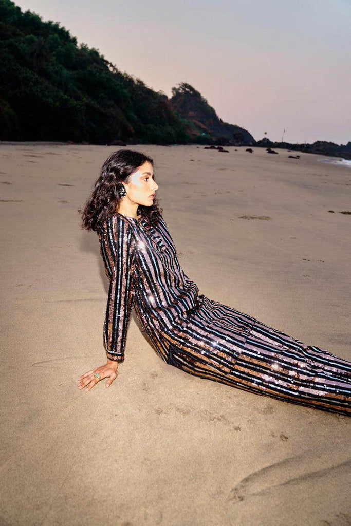 SEQUIN STRIPE LONG SET - dash and dot dash and dot