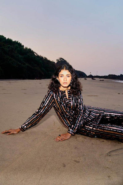 SEQUIN STRIPE LONG TOP - dash and dot