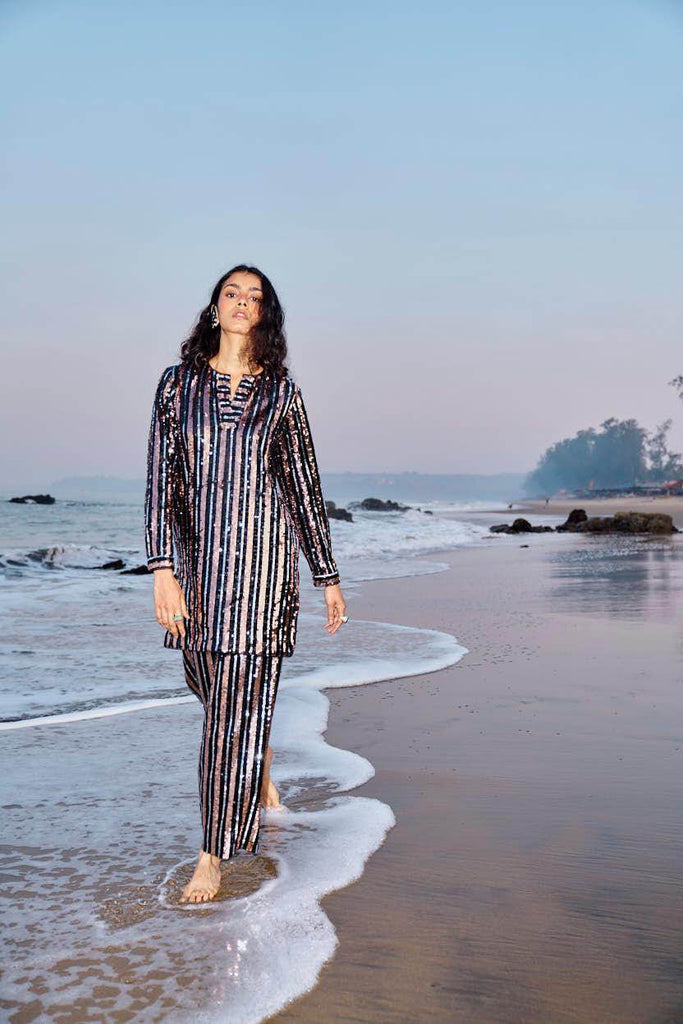 SEQUIN STRIPE LONG TOP - dash and dot dash and dot