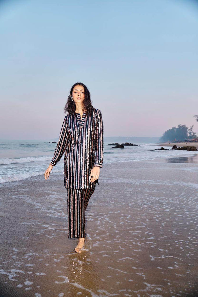 SEQUIN STRIPE LONG TOP - dash and dot dash and dot