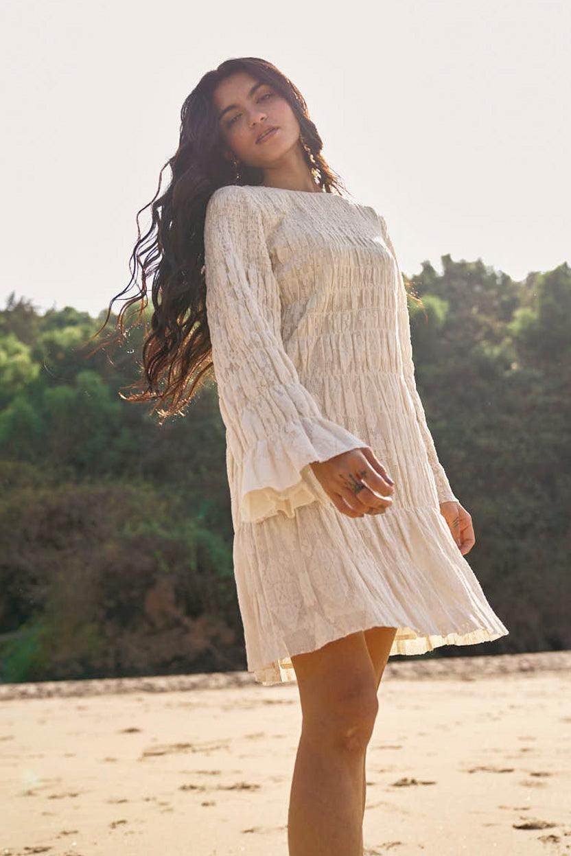 ALLOVER RUCHED LACE DRESS - dash and dot