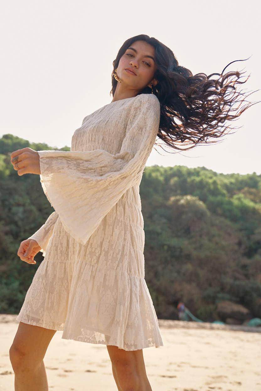 ALLOVER RUCHED LACE DRESS - dash and dot