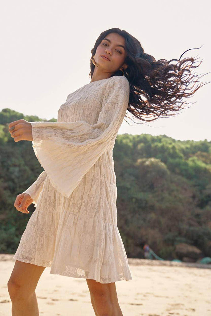 ALLOVER RUCHED LACE DRESS - dash and dot dash and dot