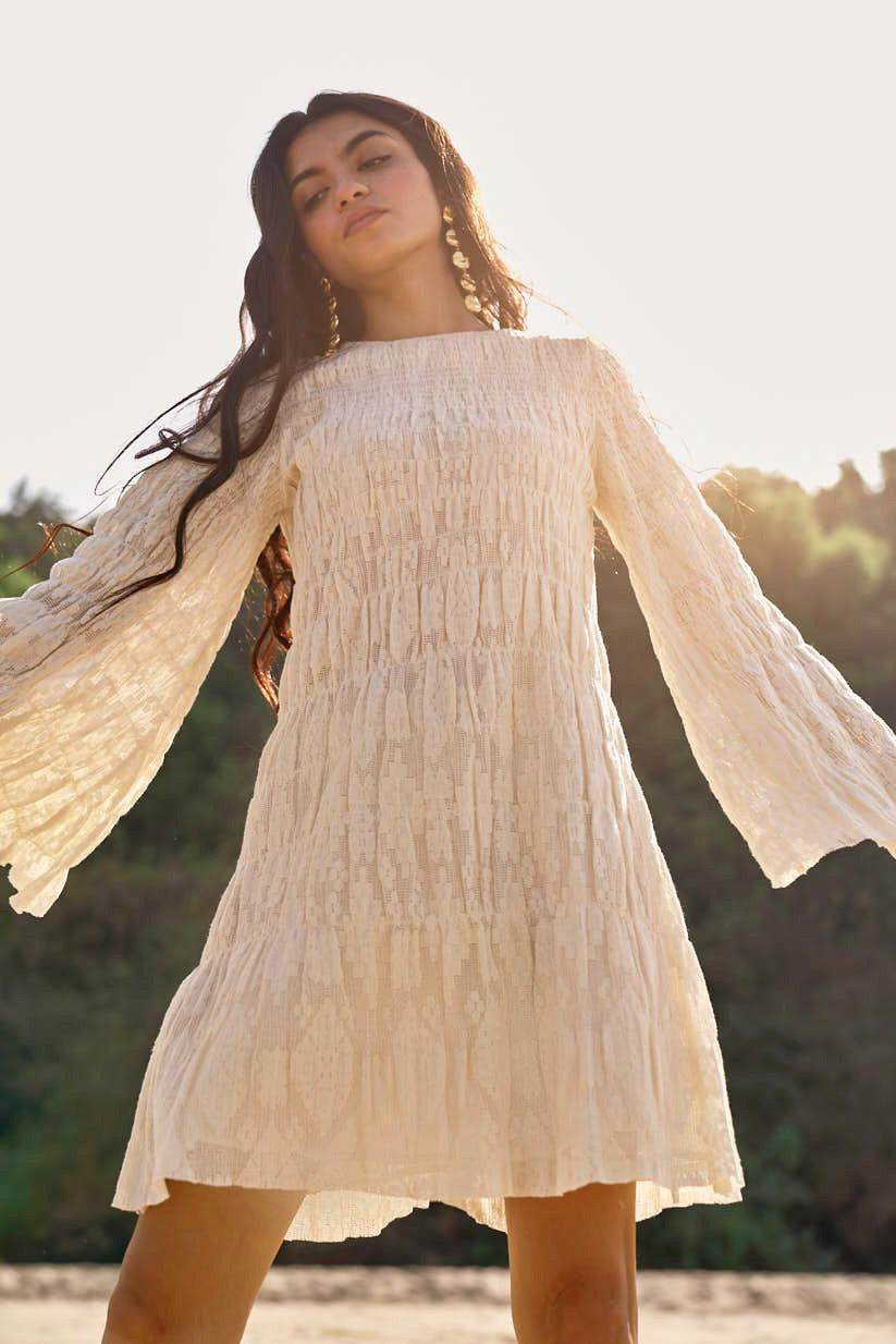 ALLOVER RUCHED LACE DRESS - dash and dot