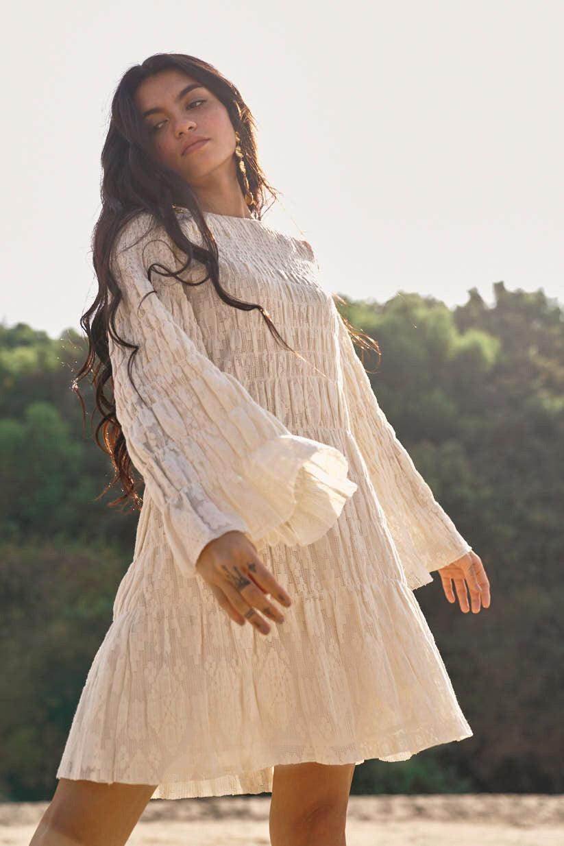 ALLOVER RUCHED LACE DRESS - dash and dot