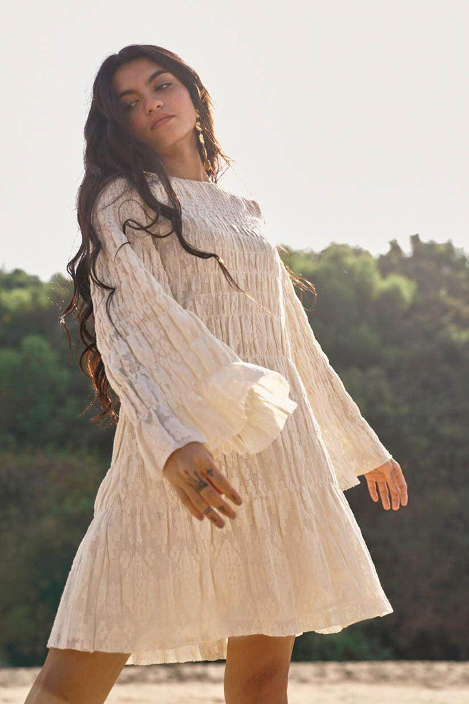 ALLOVER RUCHED LACE DRESS - dash and dot dash and dot