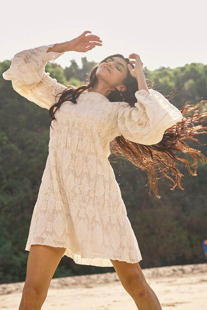 ALLOVER RUCHED LACE DRESS - dash and dot dash and dot