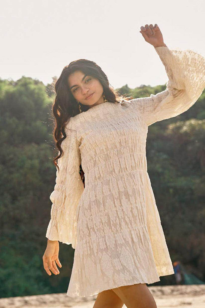 ALLOVER RUCHED LACE DRESS - dash and dot dash and dot