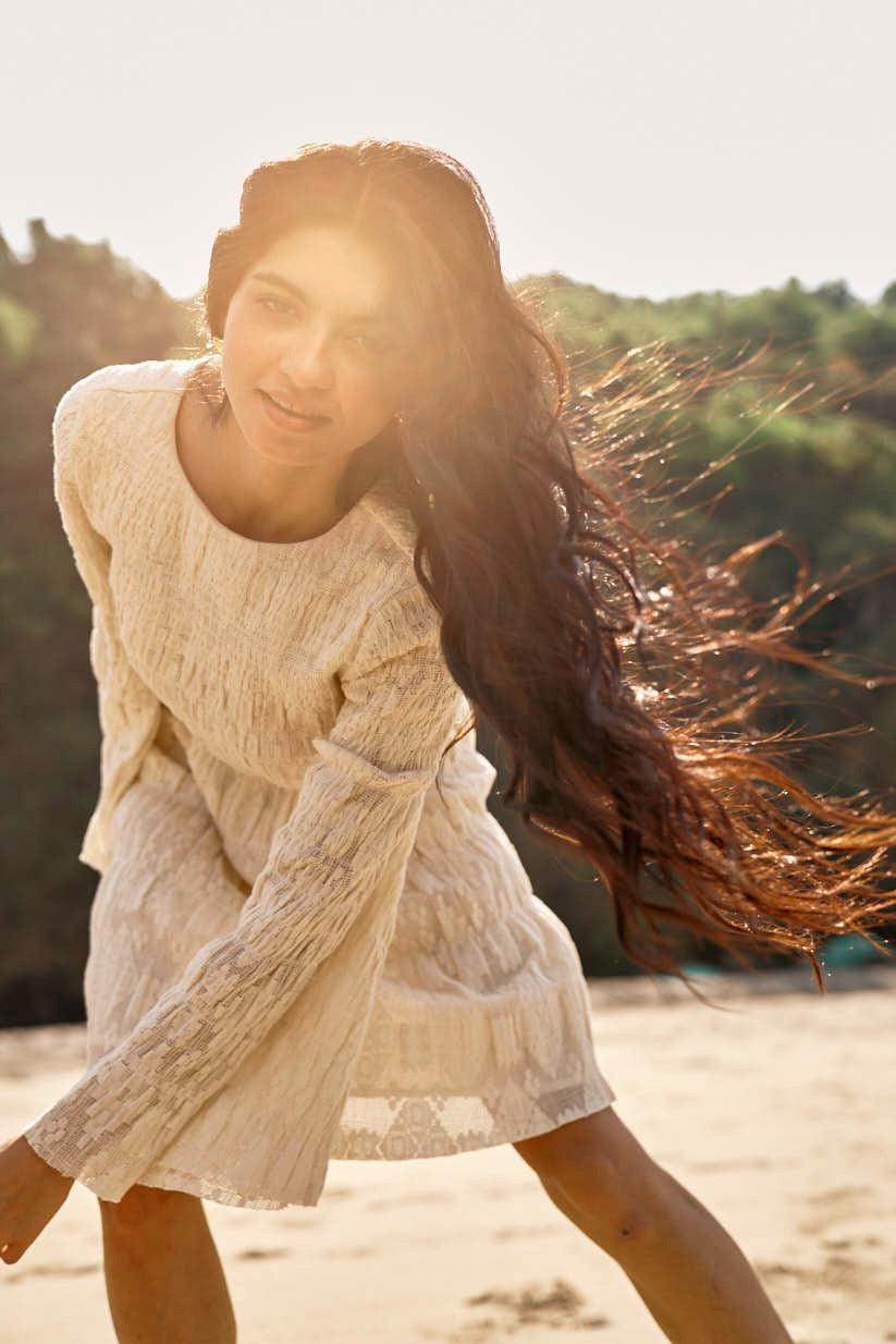 ALLOVER RUCHED LACE DRESS - dash and dot