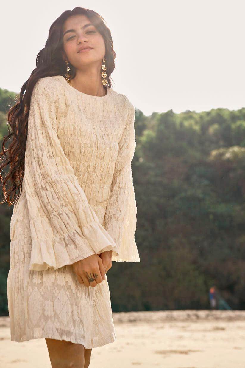 ALLOVER RUCHED LACE DRESS - dash and dot