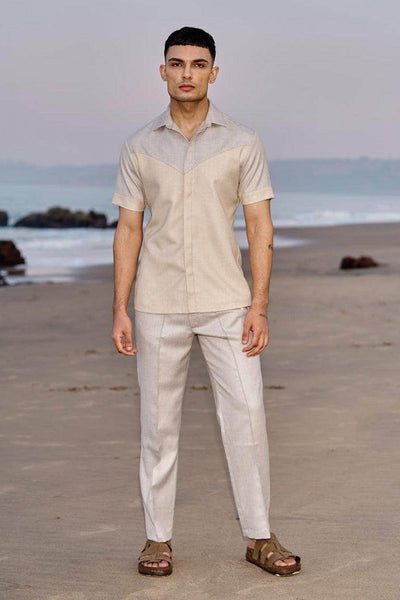 BEIGE PINTUCK PANT - dash and dot