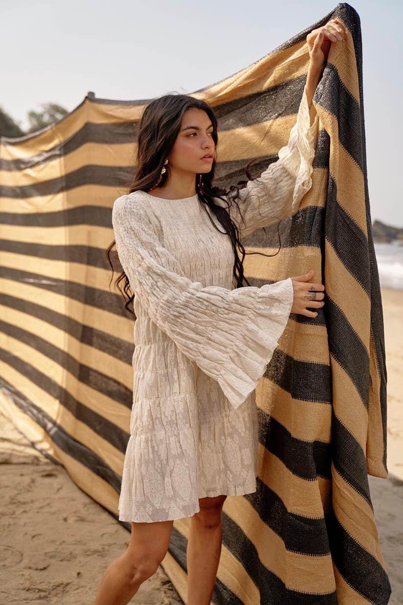 ALLOVER RUCHED LACE DRESS - dash and dot