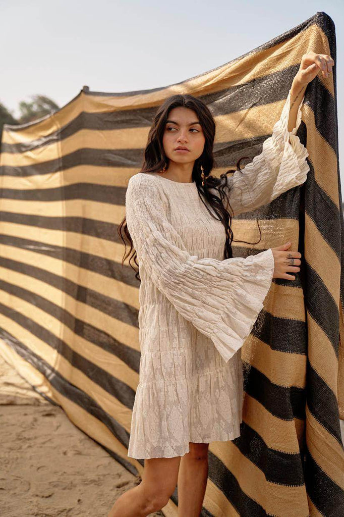 ALLOVER RUCHED LACE DRESS - dash and dot dash and dot