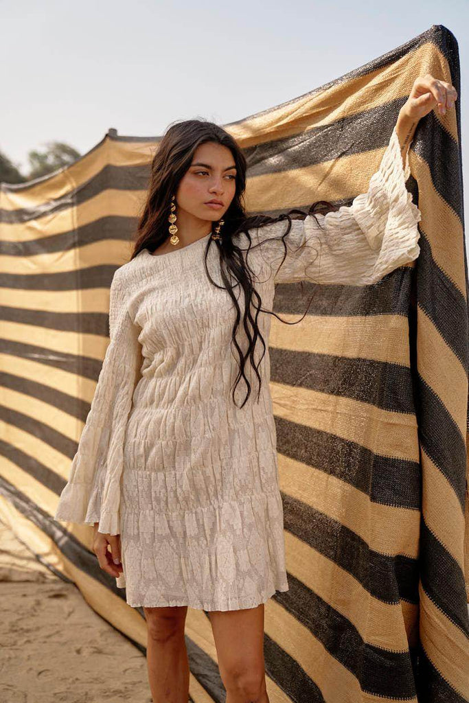 ALLOVER RUCHED LACE DRESS - dash and dot dash and dot