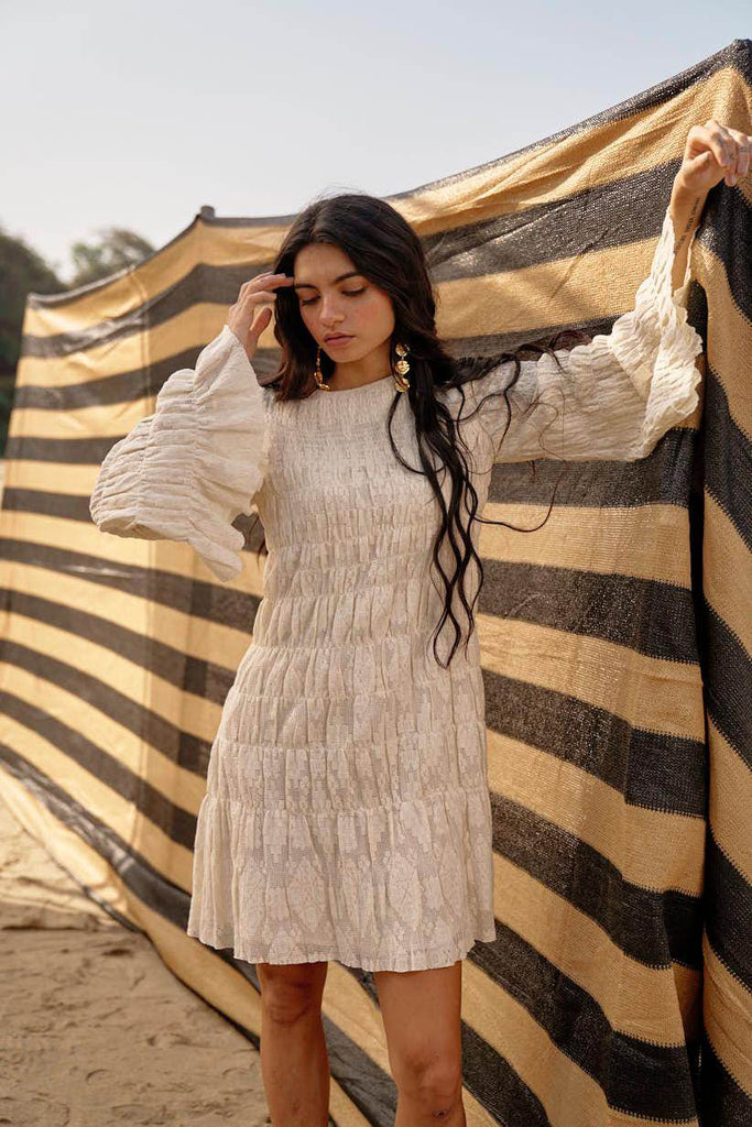 ALLOVER RUCHED LACE DRESS - dash and dot dash and dot