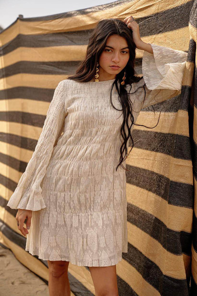 ALLOVER RUCHED LACE DRESS - dash and dot dash and dot