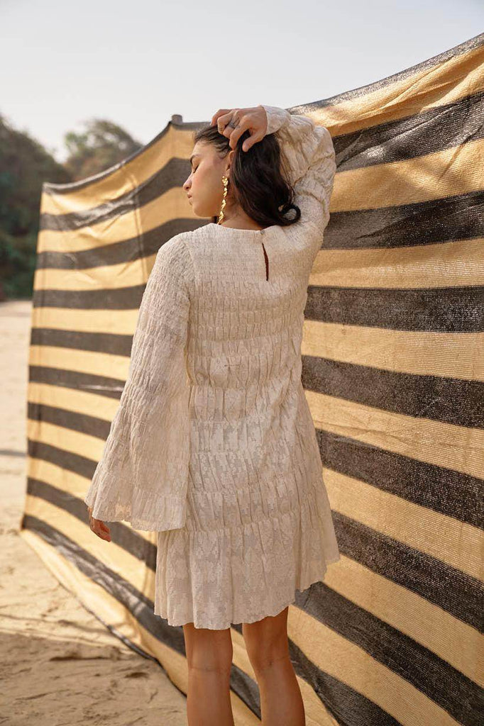 ALLOVER RUCHED LACE DRESS - dash and dot dash and dot