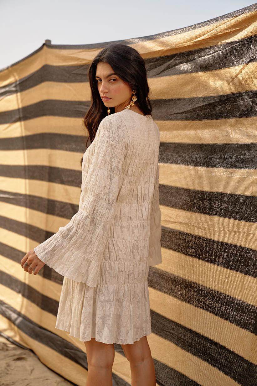 ALLOVER RUCHED LACE DRESS - dash and dot