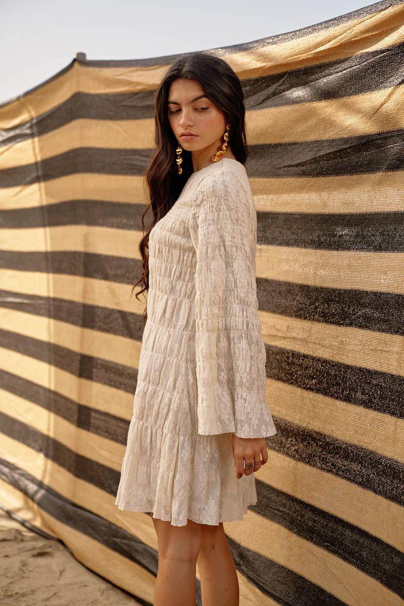 ALLOVER RUCHED LACE DRESS - dash and dot