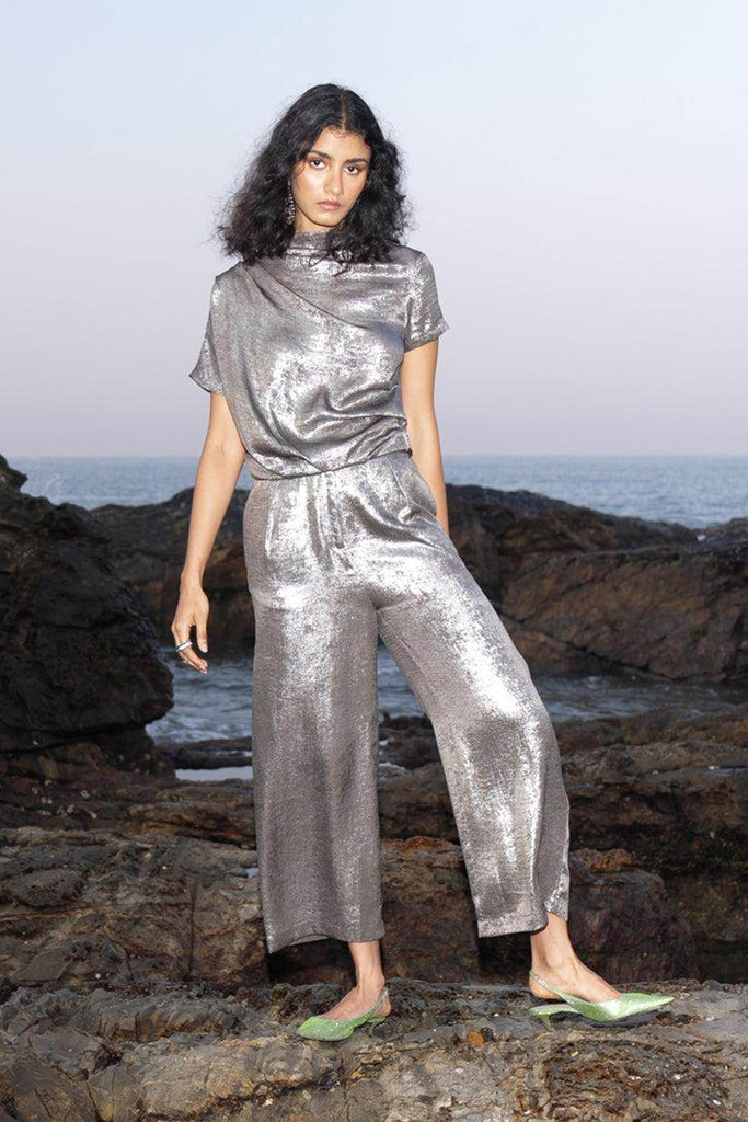 DRAPED LAMÉ TOP - dash and dot dash and dot