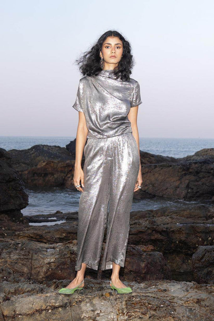 DRAPED LAMÉ SET - dash and dot dash and dot