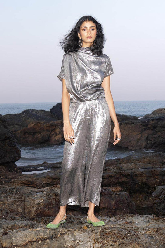 DRAPED LAMÉ SET - dash and dot dash and dot