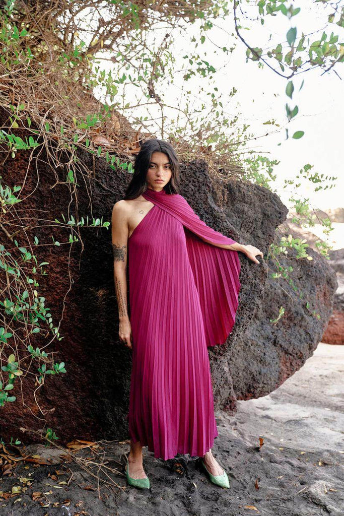 DRAPED PLEATED DRESS - dash and dot dash and dot