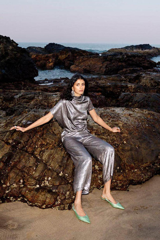 DRAPED LAMÉ SET - dash and dot dash and dot