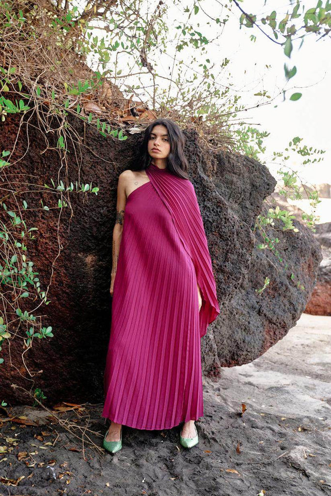 DRAPED PLEATED DRESS - dash and dot dash and dot