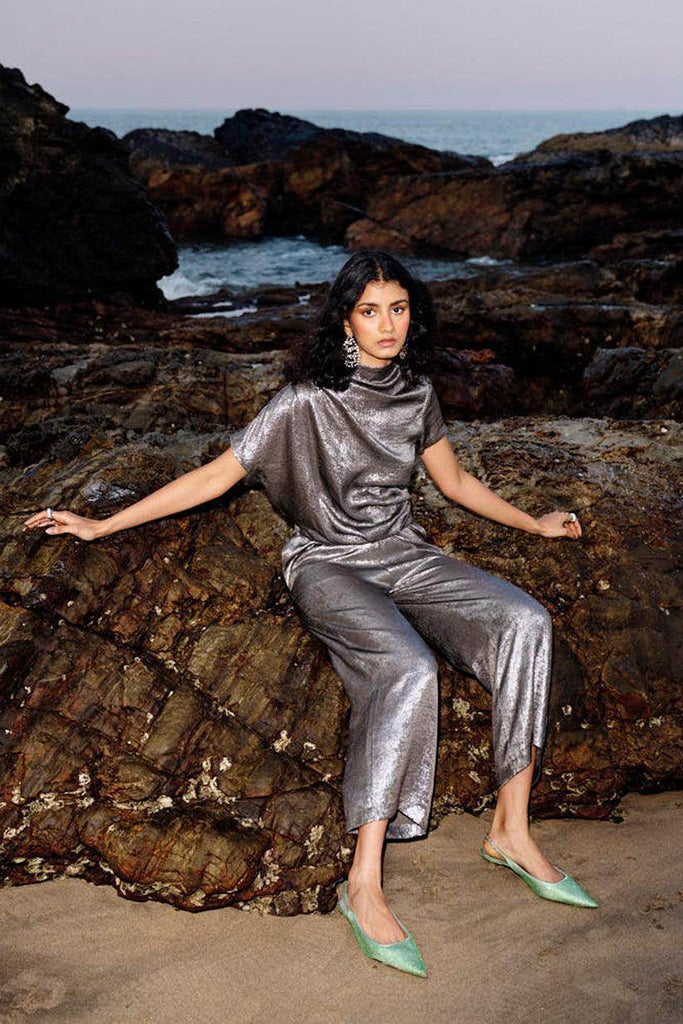 DRAPED LAMÉ SET - dash and dot dash and dot