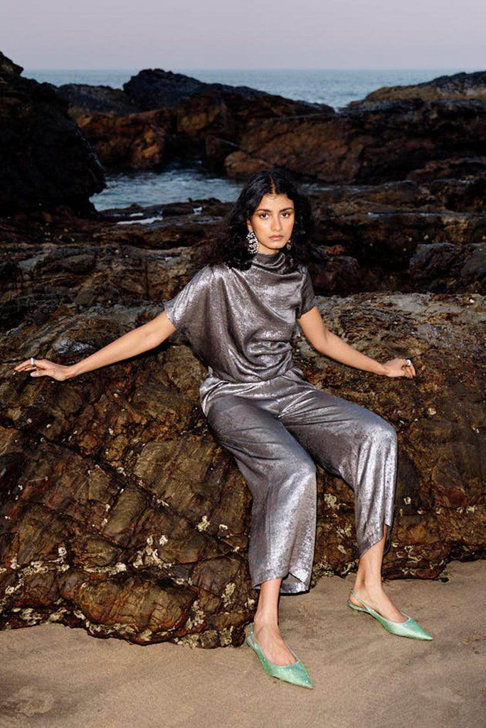 DRAPED LAMÉ SET - dash and dot dash and dot