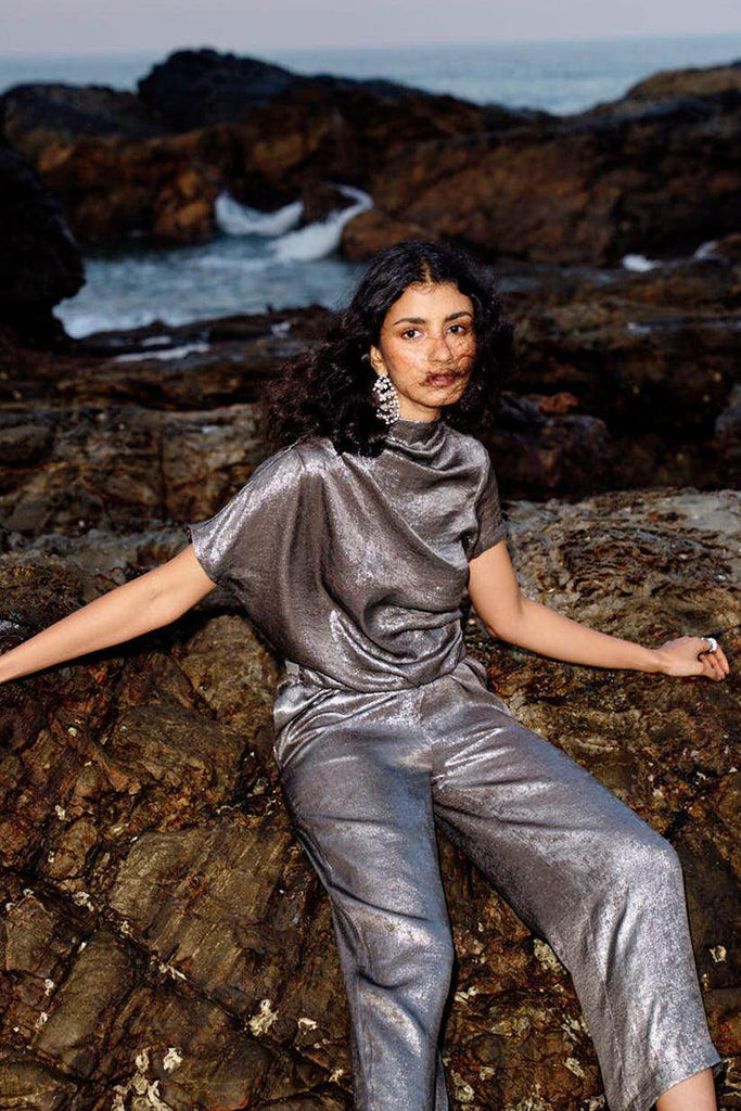 DRAPED LAMÉ SET - dash and dot dash and dot