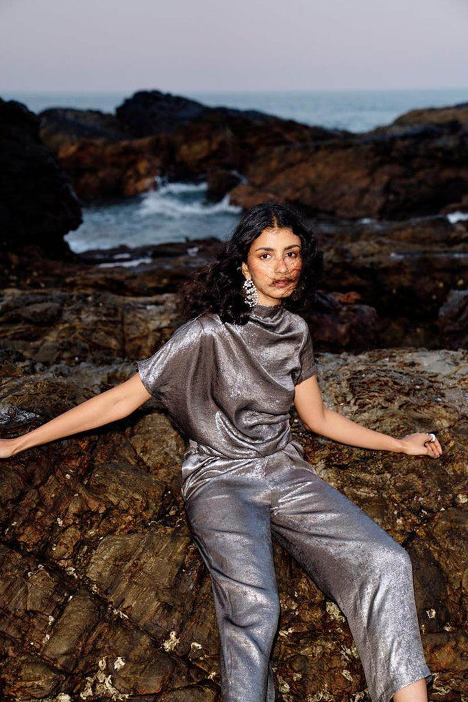 DRAPED LAMÉ SET - dash and dot dash and dot