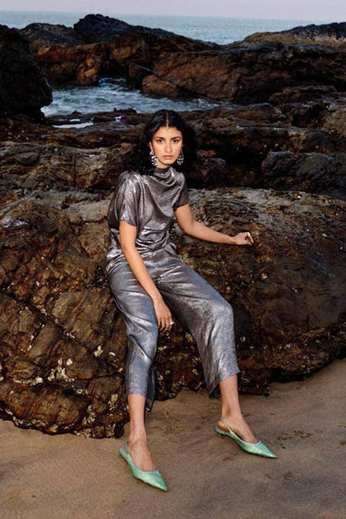 DRAPED LAMÉ SET - dash and dot dash and dot