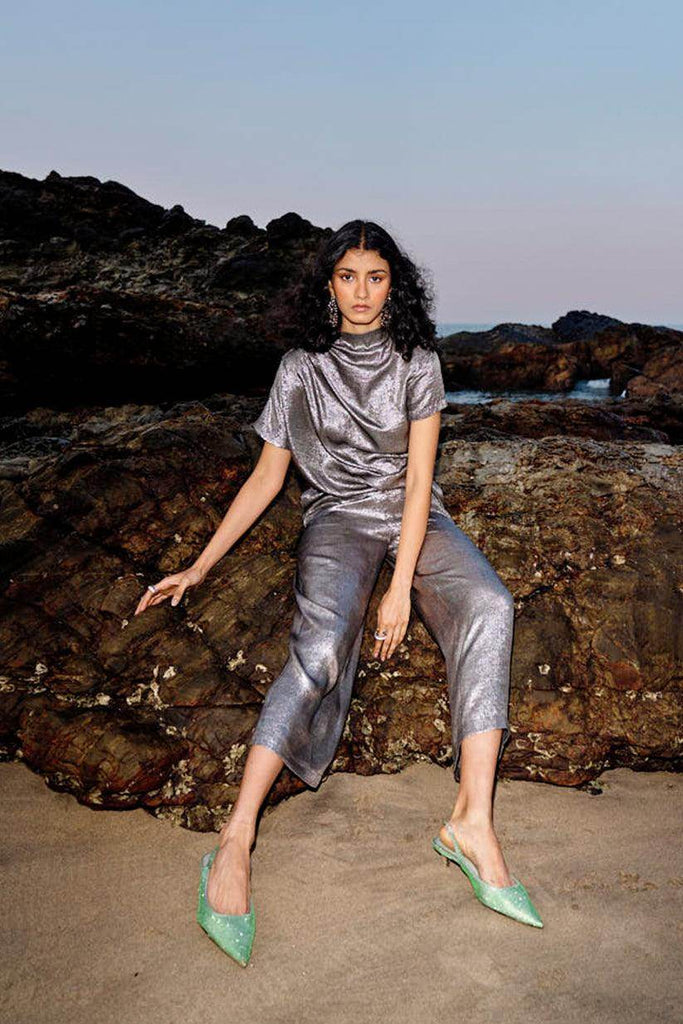 DRAPED LAMÉ SET - dash and dot dash and dot