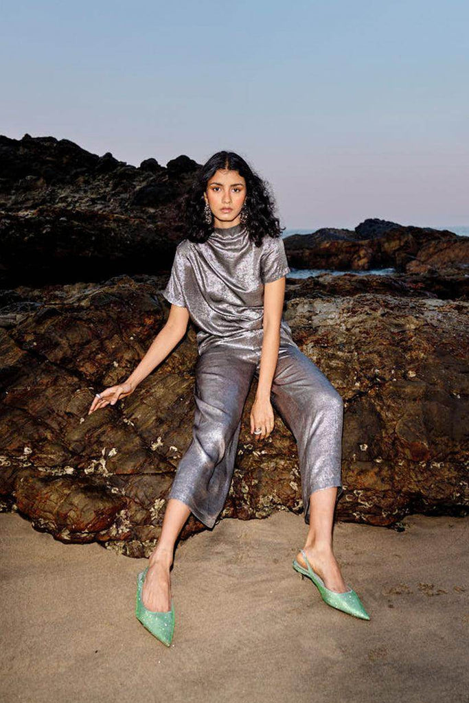 DRAPED LAMÉ SET - dash and dot dash and dot