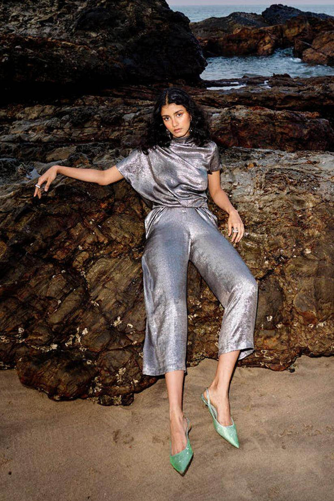 DRAPED LAMÉ TOP - dash and dot dash and dot