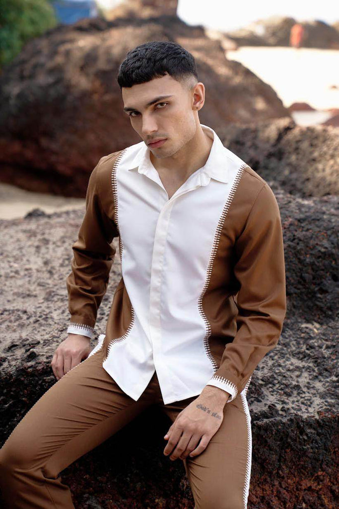 STITCHED & BLOCKED SHIRT - dash and dot dash and dot